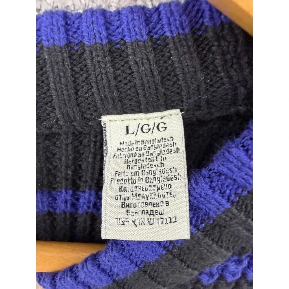 Scotch & Soda Sweater Kids Large Black Blue New Striped Waffle Knit Crewneck